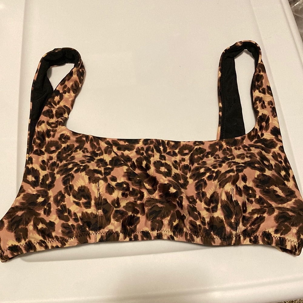 Aerie leopard scoop swim top (S)